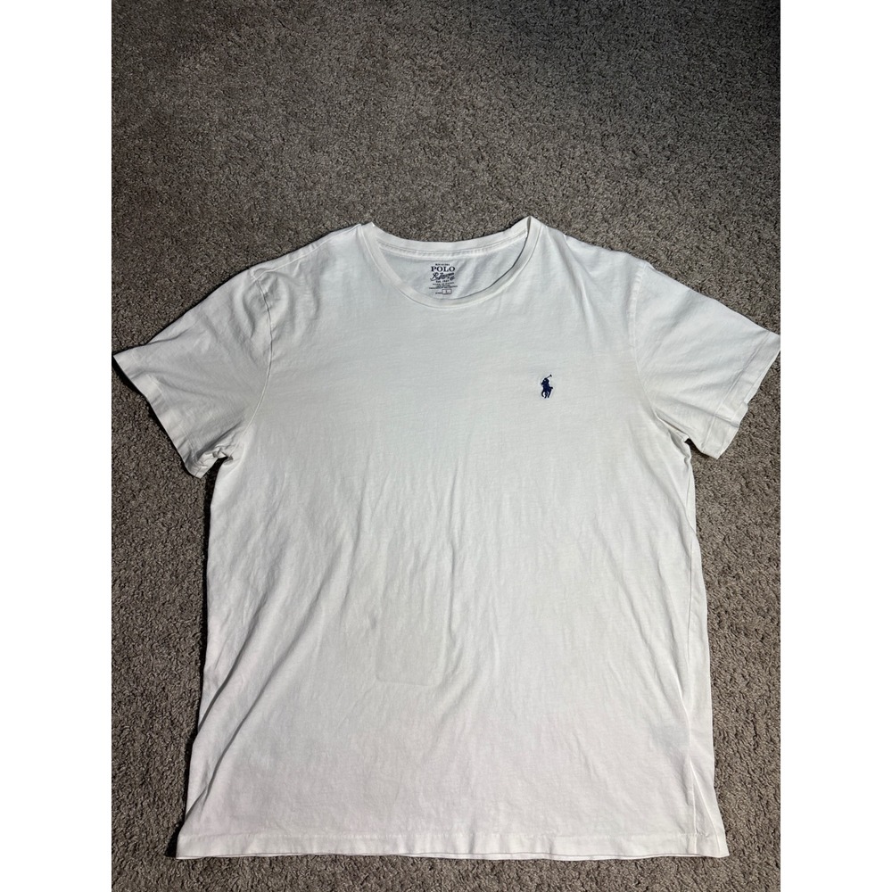 Polo Ralph Lauren Mens Large White Short Sleeve Cotton Pony Logo T-Shirt RN41381